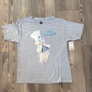 Kids gray Pillsbury doughboy got cookies, graphic tee